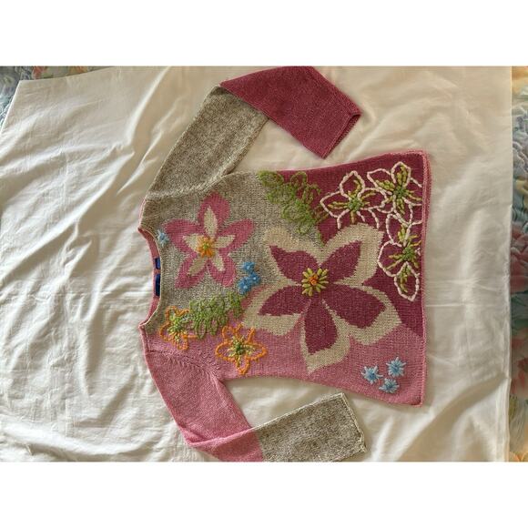 J H Collections Embroidered Sweater Floral Pink Women’s Small Long Sleeve - Picture 8 of 13